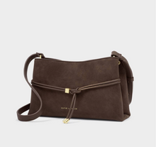 Load image into Gallery viewer, Lori Suede Belted Crossbody Bag- Chocolate
