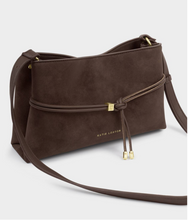 Load image into Gallery viewer, Lori Suede Belted Crossbody Bag- Chocolate
