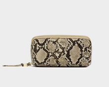 Load image into Gallery viewer, Fold Out Mirror Makeup Bag- Faux Snake

