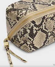 Load image into Gallery viewer, Fold Out Mirror Makeup Bag- Faux Snake

