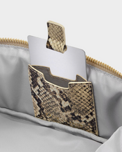 Load image into Gallery viewer, Fold Out Mirror Makeup Bag- Faux Snake
