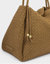 Load image into Gallery viewer, Nova Woven Suede Large Shoulder Bag - Caramel

