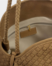 Load image into Gallery viewer, Nova Woven Suede Large Shoulder Bag - Caramel
