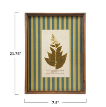 Load image into Gallery viewer, Botanical Stripe Wooden Frame Wall Art- Teal/Green

