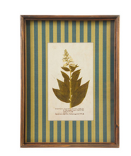Load image into Gallery viewer, Botanical Stripe Wooden Frame Wall Art- Teal/Green
