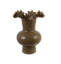 Load image into Gallery viewer, Brown Glass Ruffle Vase
