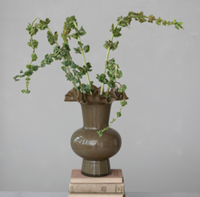 Load image into Gallery viewer, Brown Glass Ruffle Vase
