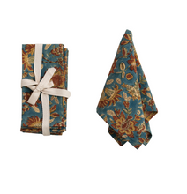 Load image into Gallery viewer, Floral Cotton &amp; Linen Napkins - Set of 4

