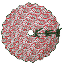 Load image into Gallery viewer, Reversible Christmas Block Print Tree Skirt
