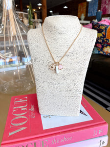 Dainty Gold Coin & Stone Charm Necklace