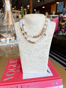 Chunky Pearl & Gold Ball Layered Necklace