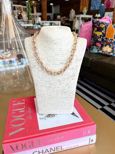 Gold Textured Knot Chain Link Necklace