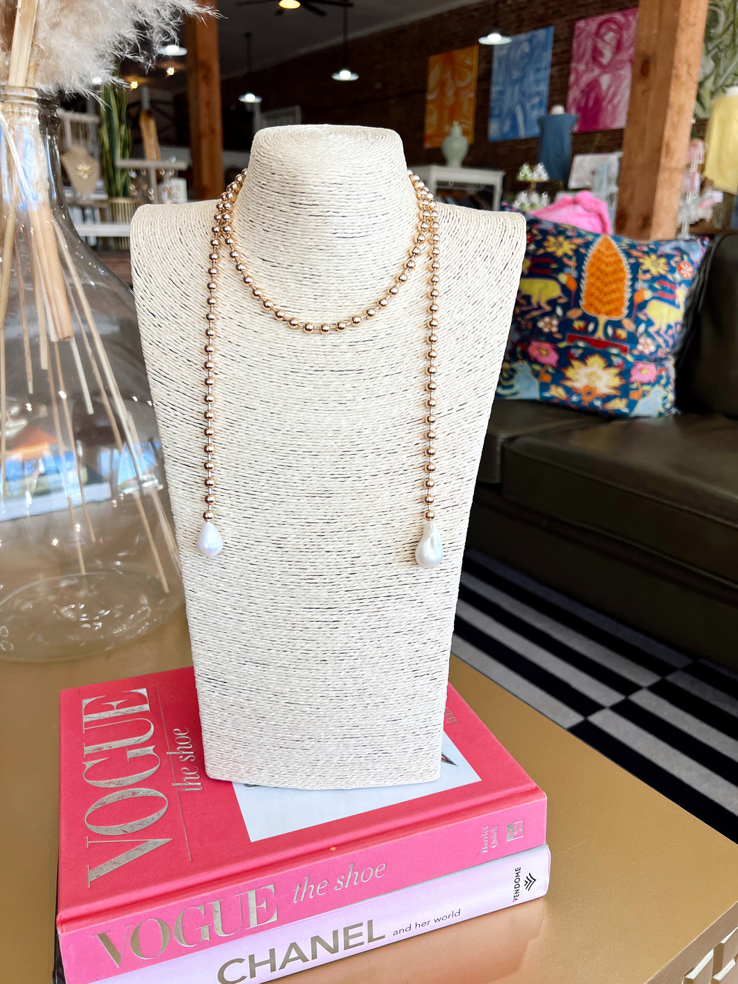 Dainty Gold Pearl Wrap Chain Necklace