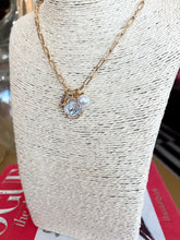 Load image into Gallery viewer, Dainty Gold Paperclip Coin Charm Necklace
