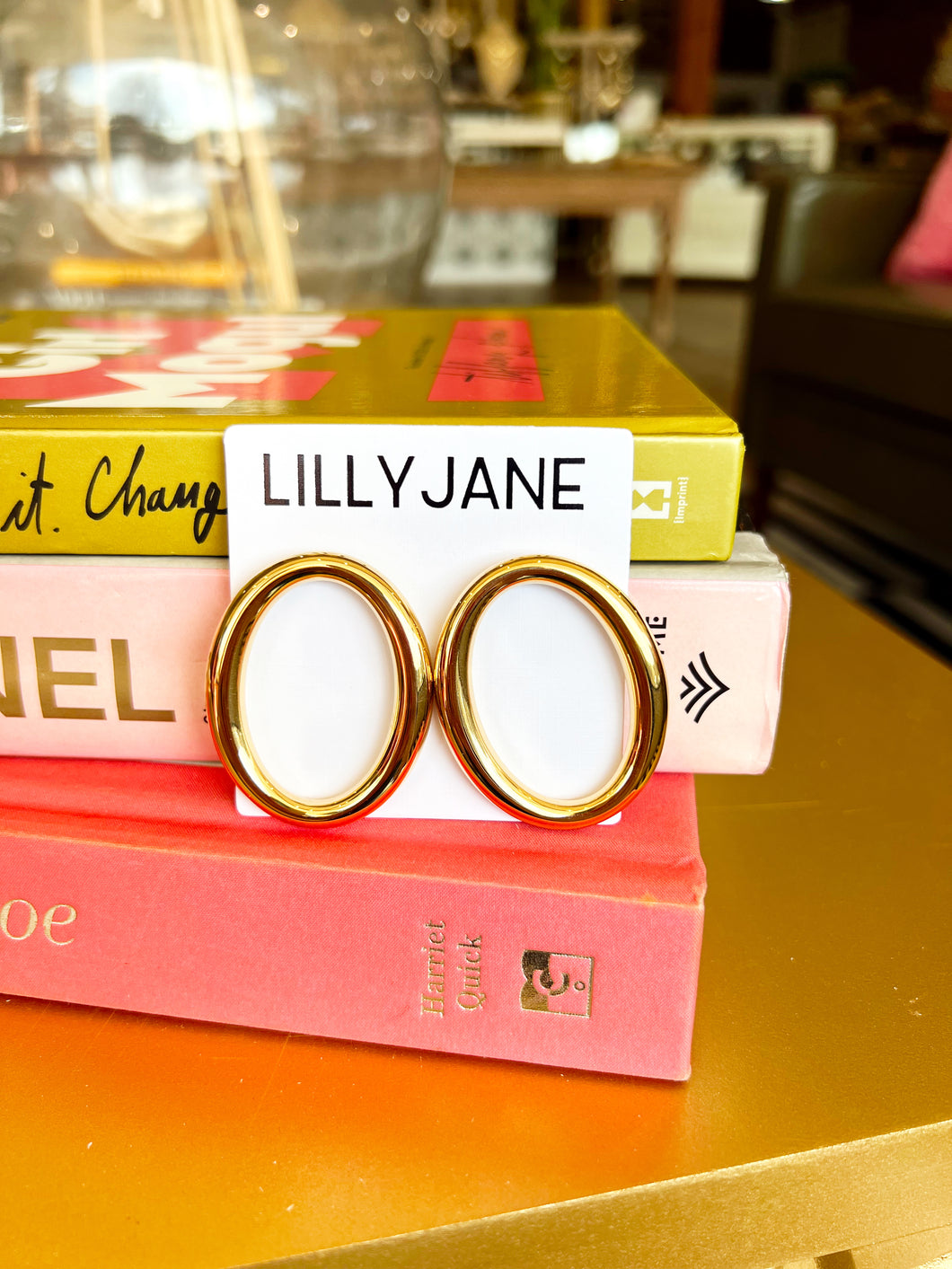 Gold Chunky Oval Stud Earrings