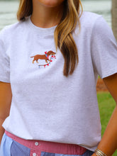 Load image into Gallery viewer, USA Weenie Dog Embroidered Baby Tee- Heather Grey
