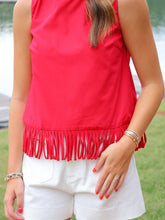 Load image into Gallery viewer, Juniper Fringe Trim Sleeveless Tank - Red

