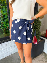 Load image into Gallery viewer, Roxy Polka Dot Wrap Skort- Navy
