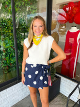 Load image into Gallery viewer, Roxy Polka Dot Wrap Skort- Navy
