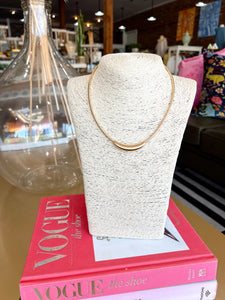 Gold Snake Chain Curved Bar Necklace