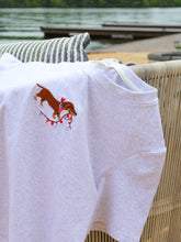 Load image into Gallery viewer, USA Weenie Dog Embroidered Baby Tee- Heather Grey
