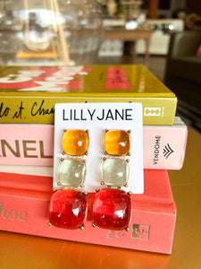 Multi Color Chunky Stone Dangle Earrings