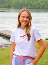 Load image into Gallery viewer, USA Weenie Dog Embroidered Baby Tee- Heather Grey
