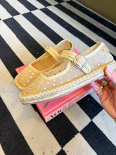 Load image into Gallery viewer, Meg Mary Jane Flats- Nude Rhinestone
