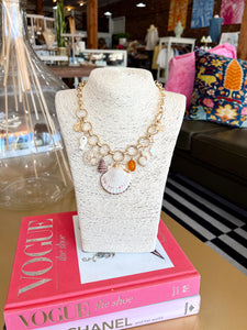 Gold Chunky Multi Shell Charm Necklace