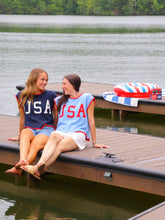 Load image into Gallery viewer, USA Knit Sweater Tank Top- Navy/Red
