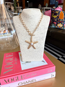 Chunky Gold Textured Starfish Necklace