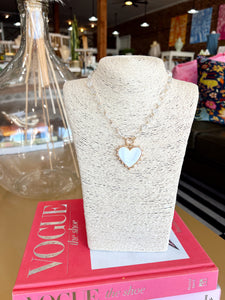 Stone Beaded Heart Necklace-Clear