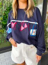 Load image into Gallery viewer, Grace Bikini Embroidered Sweatshirt - Navy
