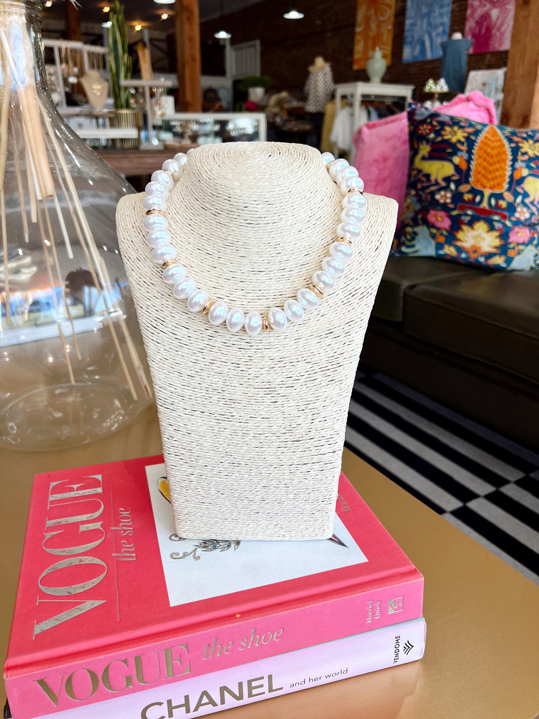 Chunky Pearl Rondelle Beaded Necklace