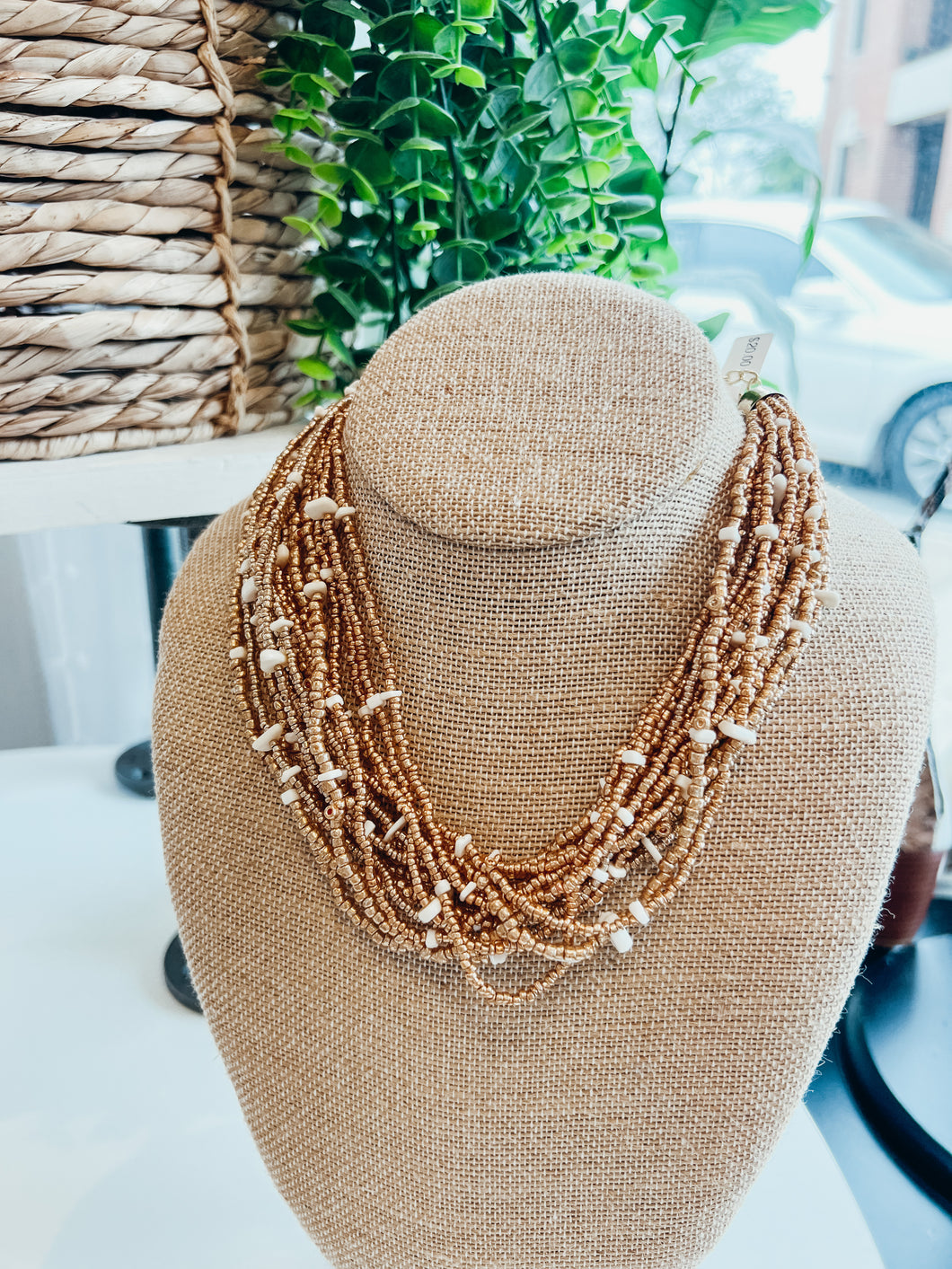 Gold Seed Bead Layered Necklace