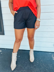 Bowers Elastic Waist Shorts- Black