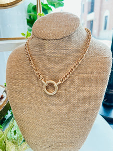 Worn Gold Circle Accent Chain Necklace