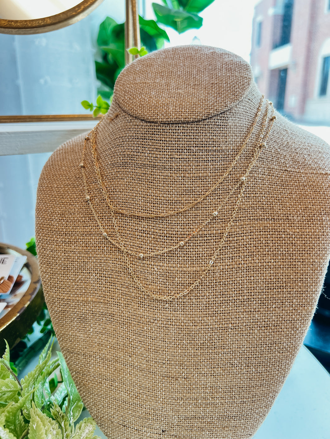 Dainty Gold Ball Layered Chain Necklace