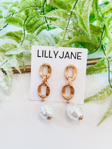 Chain & Pearl Dangle Earrings