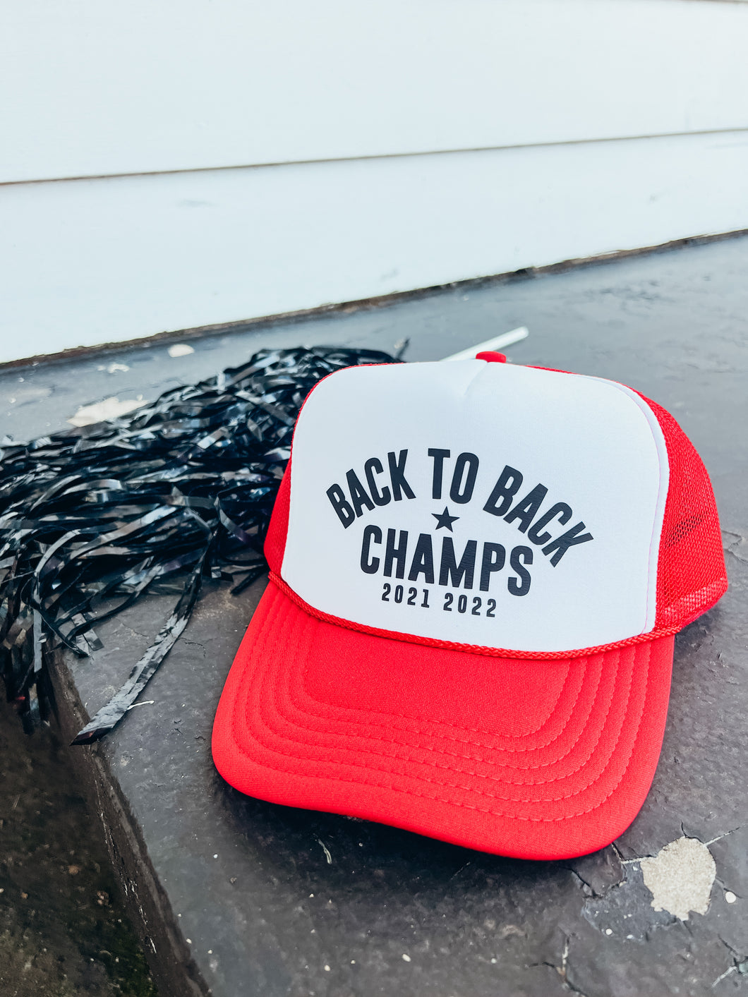 Back To Back Champs Tucker Hat- Red & White