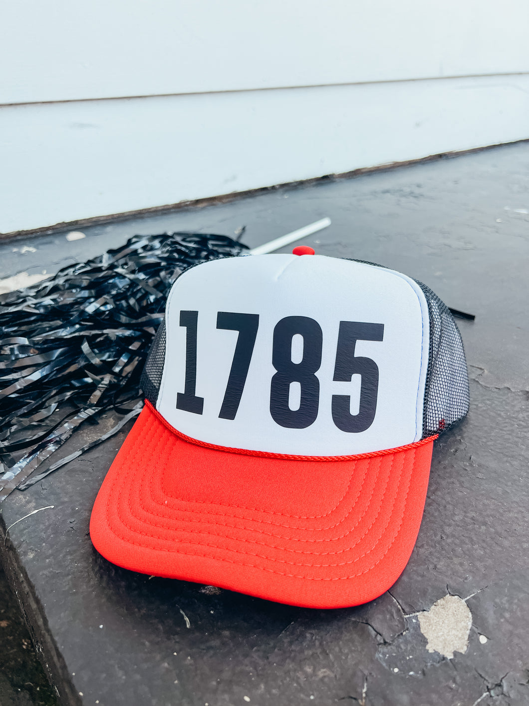 1785 UGA Founded Trucker Hat- Black & Red