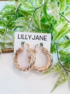 Gold Chunky Twisted Hoops
