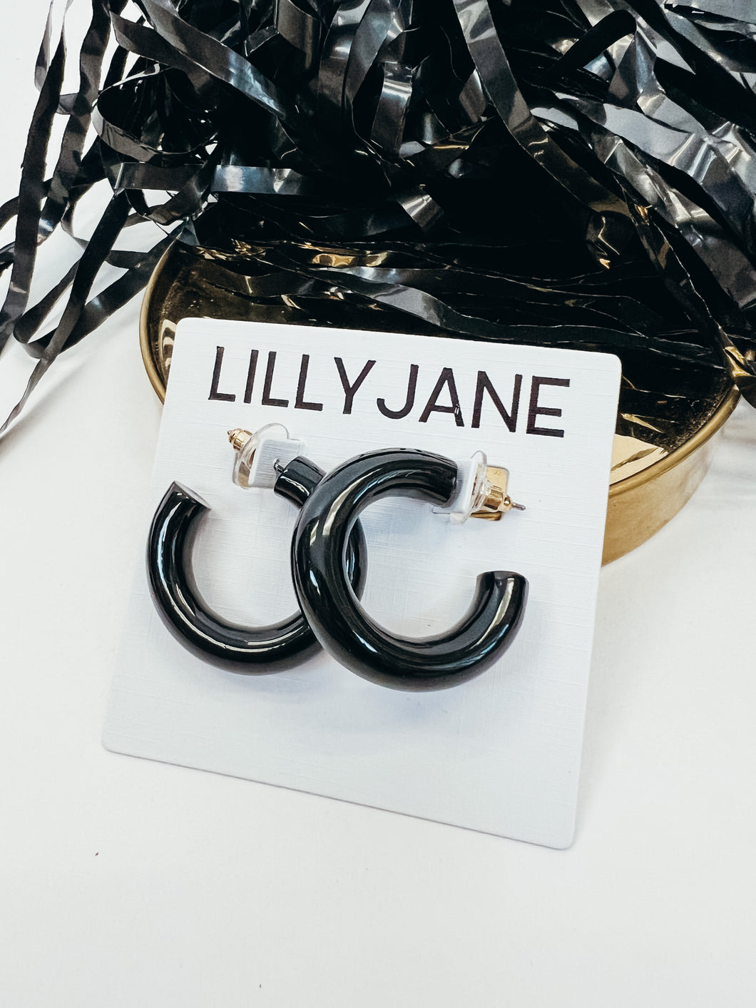 30mm Metallic Color Hoops- Black