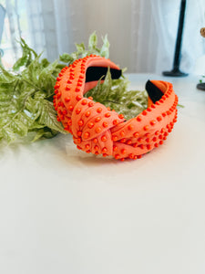 Color Beaded Knotted Headband-Orange