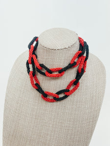 Red & Black Link Layered Necklace