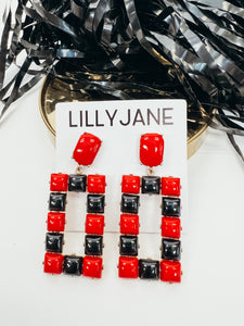 Red & Black Square Earrings