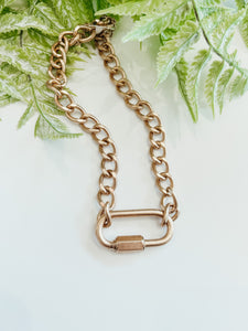 Worn Gold Large Carabiner Chain Necklace