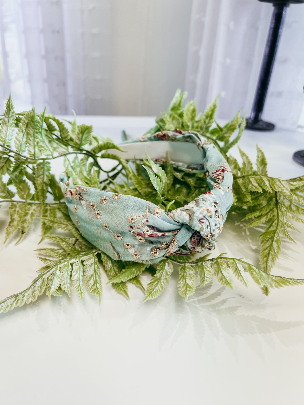Blue Floral Knotted Headband