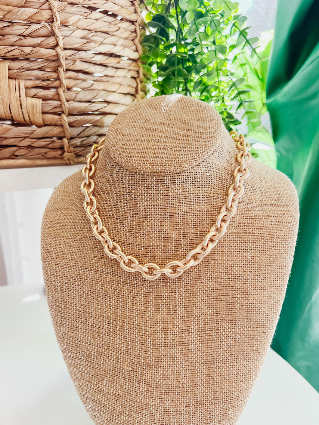 Matte Gold Chunky Chain Necklace