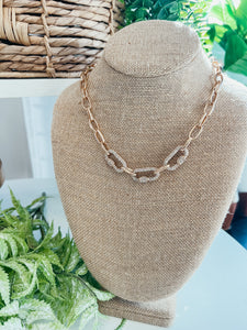 Gold Crystal Carabiner Necklace